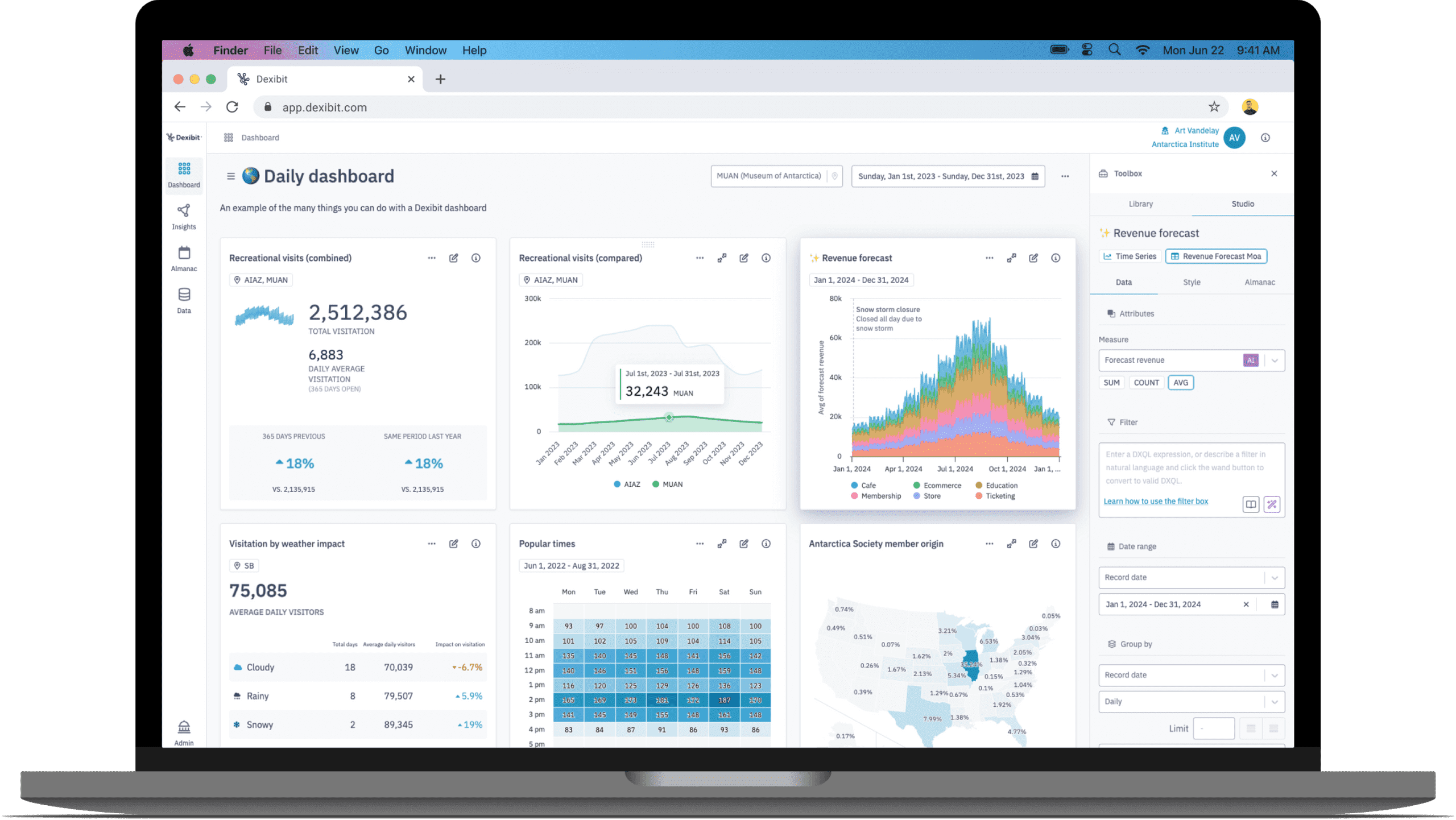 A dashboard interface